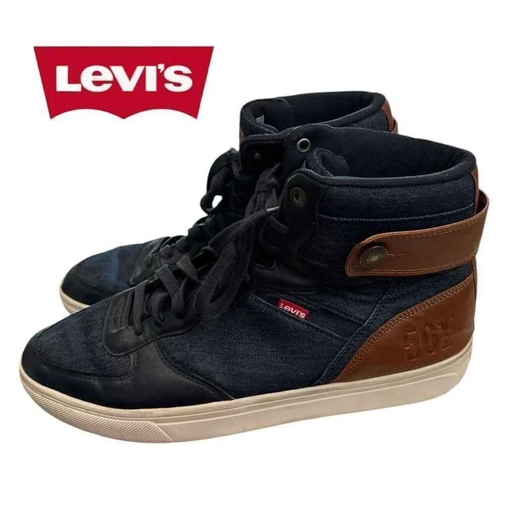 Levi's Denim Blue Brown Mason Hi Top Men's Sneakers 13